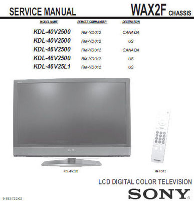 Product picture SONY LCD TV KDL-40V2500 KDL-46V2500 KDL-46V25L1