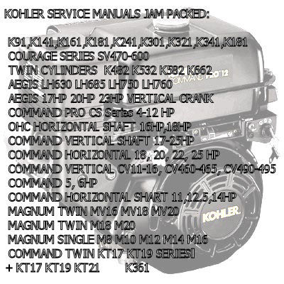 Product picture KOHLER SERVICE MANUALS MOTOR ENGINE REPAIR DOWNLOAD